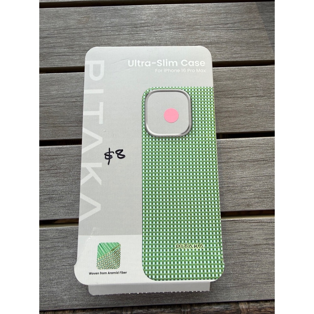 Pitaka Ultra-Slim Case for iPhone 16 Pro Max green Aramid Fiber Woven open box